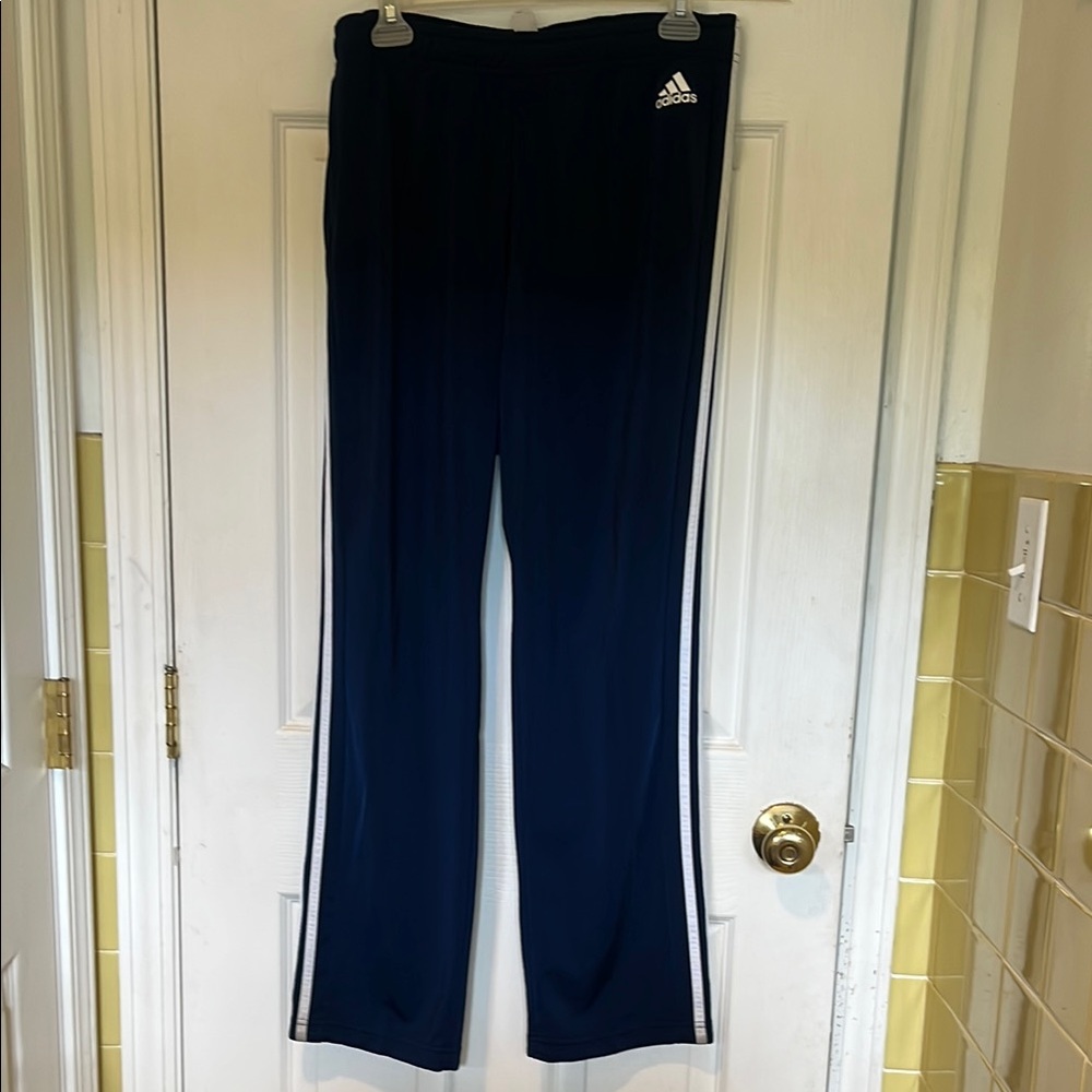 Adidas Navy Track Pants with White Accents